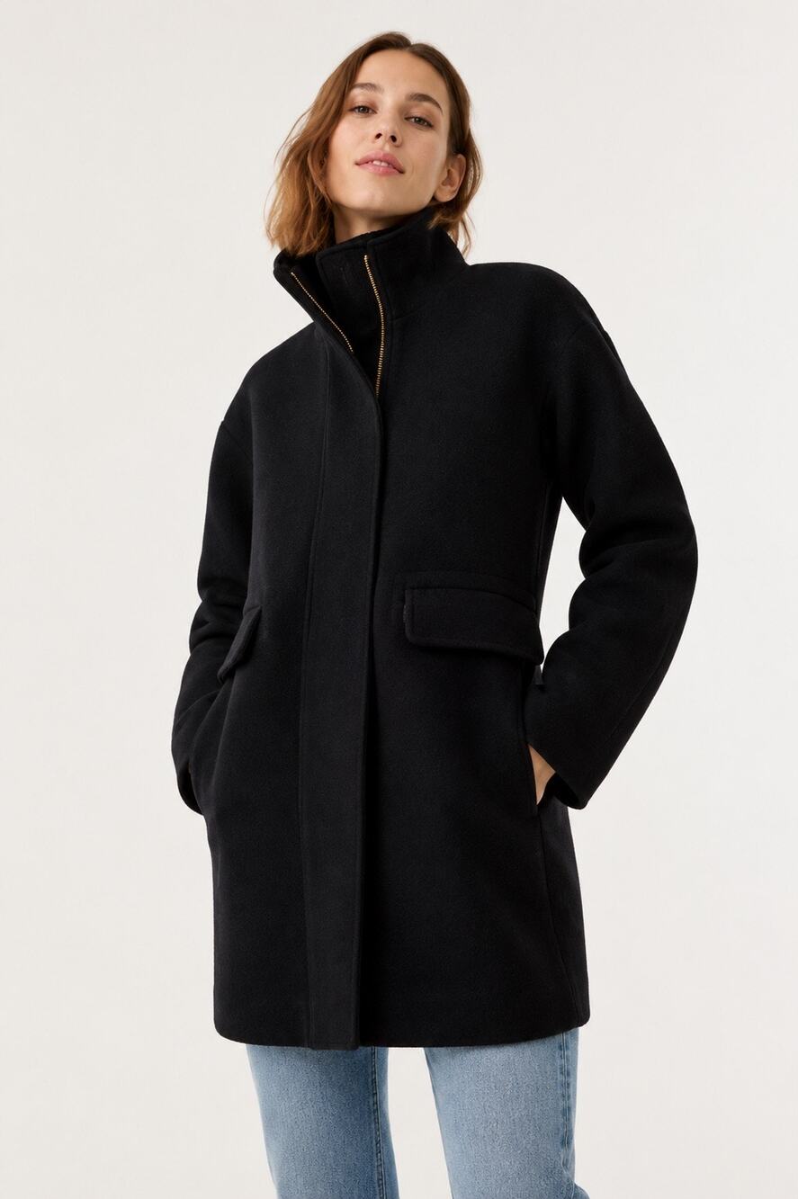 J.Crew Stadium Cloth by Nello Gori Cocoon Coat – Black Wool – Size 4